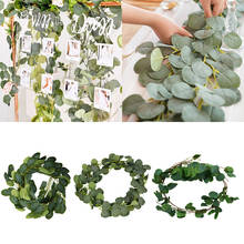 Folhas artificiais de eucalipto verde, videiras falsas, rattan, plantas artificiais, parede, decoração para casa, casamento 2024 - compre barato