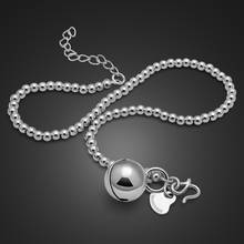 De moda 100% de Plata de Ley 925 campanas de plata tobilleras playa pie 27 cm perlas simples tobilleras Bohemia pulsera de joyería de las mujeres de regalo 2024 - compra barato