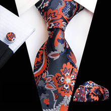 Mens Ties Light Blue Paisley Tie Pocket Square Cufflinks Set Neckties Three-piece Suit Fashion Men's Jacquard Silk Necktie 2024 - buy cheap