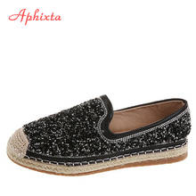 Aphixta Bling Flat Heel Women Shoes Cane Crystals Sequined Flats Casual Loafers Top Quality Spring Autumn Plus Big Size 43 2024 - buy cheap