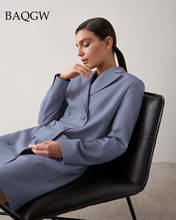 Женский пиджак и двубортный пиджак, приталенный пиджак с V-образным вырезом, синего и черного цветов 2024 - купить недорого