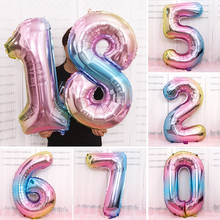 40 дюймов градиентные цифры, фольгированные шары, большие цифры, гелиевые шары, шары для детского дня рождения, свадьбы, вечеринки, свадебные шары, шары 2024 - купить недорого