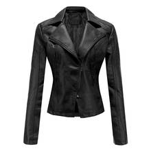 women  cashmere PU leather jacket 2021 autumn solid biker jackets Korean style turn down collar casual coats femme 2024 - buy cheap