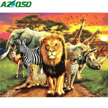 AZQSD Lion Sunset Diamond Painting Full Square 5d Diy Diamond Embroidery Animal Mosaic Home Decor Gift Cross Stitch Kits 2024 - buy cheap