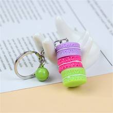 Macaron dessert Resin Biscuit Key Chains Lovely Bag Charms Bell Keychain Chaveiro Llaveros Fashion Metal Keyring Car Key Ring 2024 - buy cheap