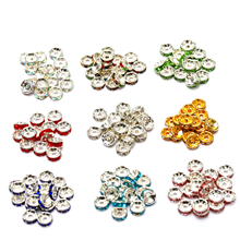 8mm Metal Silver Plated Crystal Rhinestone Rondelle Spacer Beads 11colors For Choose 100pcs Free Shipping (w03270-w03281) 2024 - buy cheap