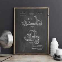 Патент на мотоцикл и скутер Vespa 1949, настенное искусство, постер, декор комнаты, печать, схема, настенные украшения 2024 - купить недорого