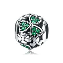 BISAER 925 Sterling Silver Green Hope Leaves Shamrock Clover Charm Beads Fit Beads DIY Sterling Silver 925 Jewelry Making ECC964 2024 - buy cheap