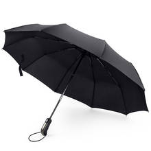 Складной зонт-автомат для женщин и мужчин, большие ветронепроницаемые автоматические зонты от дождя с покрытием черного цвета 10К 2024 - купить недорого
