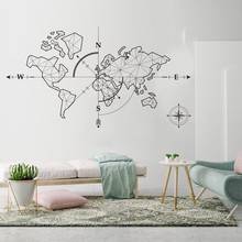 Абстрактная карта мира со стрелой, Настенная Наклейка в виде компаса, земная настенная наклейка, классная карта мира, путешествия, глобальное исследование, приключения Z370 2024 - купить недорого
