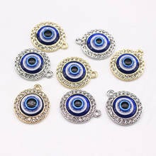 4pcs New Rhinestone Lucky Turkey Evil Eye Necklace Earring Charms Circle Round Bracelet Pendant Embellishment DIY Jewelry Make 2024 - buy cheap