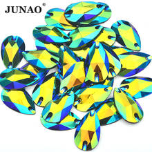 JUNAO 17x28mm Big Black AB Rhinestones Applique Sewing Resin Strass Flat Back Gems Sew On Crystal Stones for DIY Dress Clothes 2024 - buy cheap