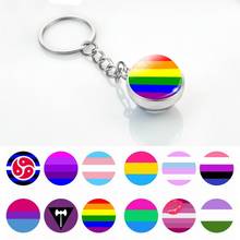 Брелок для ключей с радужным флагом, из полисексуального стекла, для женщин и мужчин 2024 - купить недорого