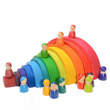 Blocos de construção de arco-íris criativos, brinquedo educacional montessori, brinquedos para crianças, bebês, tamanho grande, empilhador de arco-íris, brinquedos de madeira para crianças 2024 - compre barato