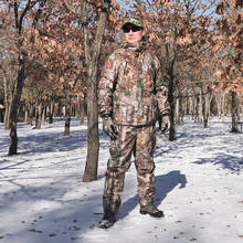 Traje de caza de camuflaje biónico, chaqueta y pantalones tácticos de lana gruesa y cálida, ropa de pesca y senderismo, Otoño e Invierno 2024 - compra barato