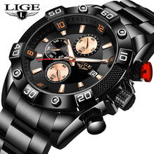 Новинка LIGE модные мужские часы из нержавеющей стали топ бренд класса люкс спортивный хронограф кварцевые наручные часы для мужчин Relogio Masculino 2024 - купить недорого