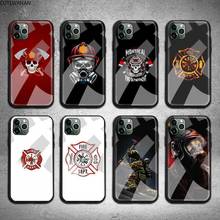 Capa de celular de capacete para bombeiros, capa de vidro temperado para iphone 12 11 pro max mini xr xs max 8x7 6s 6 plus se 2024 - compre barato