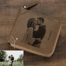 Valentine's Day Present Wallet Customization Picture Custom Inscription Photo Engraved Wallet With Zipper Engraving Image Purse 2024 - buy cheap