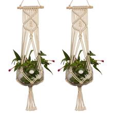 Handmade Rope Macrame Plant Hanger Plant Holder Flower /pot Hanging Rope Braided Craft For Wall Decoration Countyard Garden 2024 - buy cheap