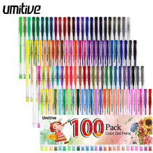 Umitive 100 Colors Glitter Gel Pens Set Fine Ink Multicolor for Adults Coloring Books DIY Craft Scrapbooking Artwork Drawing 2024 - buy cheap