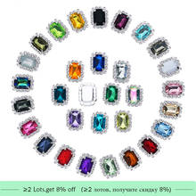 Botón rectangular de acrílico de 19x15mm, Diamante de cuna, 10 unids/lote (BTN-5673) 2024 - compra barato