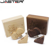 JASTER-memoria USB con forma de corazón de madera de nogal, pendrive creativo de 8GB, 16GB, 32GB, 64GB, más de 1 unidad, logotipo gratis 2024 - compra barato