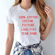 Camisetas personalizadas con tu propio diseño para mujer, camisetas con estampado de foto de Equipo de texto, 100% algodón, camiseta de manga corta a la moda de verano 2024 - compra barato