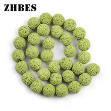 Natural Stone Olive Green Lava Beads 4/6/8/10/12MM Round Volcanic Rock Spacers Loose Beads For Jewelry Making DIY Accessories 2024 - buy cheap