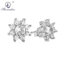 Slovecabin 925 Sterling Silver Cluster Flower Crystal CZ Stud Earring Star Blossom Ear Jewelry For Women 2019 Fashionable 2024 - buy cheap