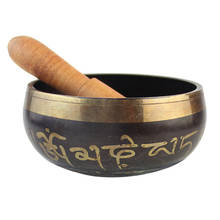 Cuenco de Canto de Budismo de cobre de Nepal con palo de mano, cuenco de canto tibetano de meditación de Yoga tradicional Vintage 2024 - compra barato