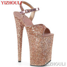 9 inch super high heels, sequined upper, 23 cm high heels for summer women, pole dancing sandals for sexy models 2024 - buy cheap