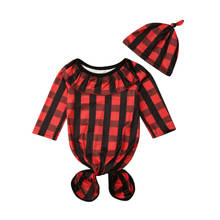 От 0 до 24 месяцев, 2 шт., детское рождественское Пеленальное Одеяло, спальный мешок + шапка 2024 - купить недорого
