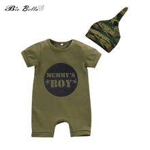 Summer Newborn Outfits Baby Boy Set Army Green Short Sleeve Girls Romper With Cap Letter Print Infant Baby Clothing Sets 2024 - buy cheap