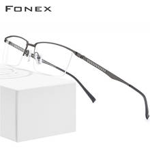 FONEX Alloy Optical Prescription Glasses Ultralight Half Rim Square Myopia Eyeglasses Frame Men 2019 Male Metal Eyewear 9286 2024 - buy cheap