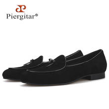 Piergitar 2020 black and brown cow suede men handmade loafers fashion prom and wedding men's casual shoes plus size men flats 2024 - buy cheap