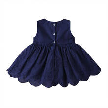 Vestido de princesa infantil feminino para bebês, vestido de festa para crianças sem mangas com renda 2024 - compre barato