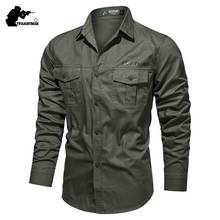 Nova camisa casual 4xl 5xl masculino overshirt 2020 militar camisa de algodão puro dos homens roupas marca lazer camisa blusa af001 2024 - compre barato