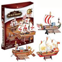 Rompecabezas 3D de Barco Pirata para niños, juguete educativo de navegación antigua de China, modelo de papel, regalo creativo, T0415 2024 - compra barato