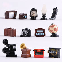 Mini cámara de resina Retro, fonógrafo, Radio, Piano, adornos de escritorio, accesorios decorativos para el hogar, decoración de escritorio, 10 unids/lote 2024 - compra barato