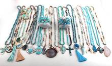 MD Wholesale  20pc Blue Mix Color Necklace / Bracelet Set Fashion Boho Jewelry For Women Bohemian Necklaces Gift 2024 - buy cheap