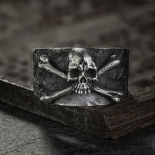Мужское Винтажное кольцо из нержавеющей стали с черепами и костями, ювелирное изделие в стиле панк для байкеров, подарок 2024 - купить недорого