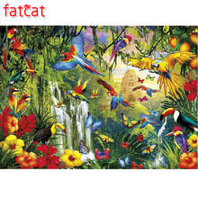 Fatcat 5d faça você mesmo pintura de diamante ponto cruz mundo de papagaios pintura de animais completo diamante decoração ae688 2024 - compre barato