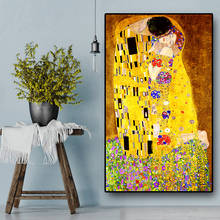 Famous Figure Painting, Gustav Klimt Kiss Canvas Paintings Print on Canvas, Wall Art Picture For Living Room Home Decoration 2024 - buy cheap