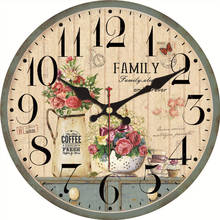 Настенные часы в стиле ретро, тихие украшения для дома, деревянные большие декоративные настенные часы в деревенском стиле, 14 дюймов 2024 - купить недорого