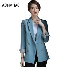 Blazer feminino listrado, jaqueta slim de manga longa para outono e inverno k006 2024 - compre barato