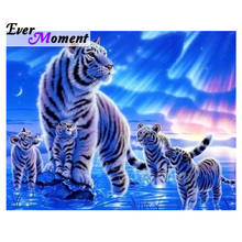 Ever Moment Diamond Painting Decoration Picture Of Rhinestone White Tigers Aurora Full Square Diamond Embroidery Mosaic ASF1931 2024 - buy cheap