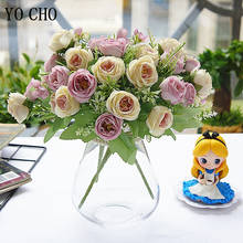 YO CHO-flores artificiales de seda, peonías, decoración de fiesta Vintage, rosas pequeñas, suministros para Festival de bodas 2024 - compra barato