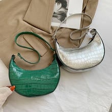 2021 New Vintage PU Leather Fashion Alligator Pattern Underarm Shoulder Bags For Women Pure Color Casual Ladies Small Handbags 2024 - buy cheap
