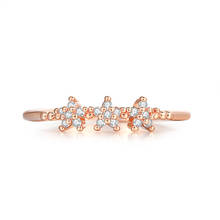 Anéis médios de estrela da pequena para mulheres e meninas, zircônio cúbico cor de ouro rosa, joia fashion presilha 40 2024 - compre barato