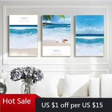 Canvas Painting Spray Blue Seawater Room Decor Aesthetic Beach Seaside Pictures For Home Design Wall Picture Living Wall Decor 2024 - buy cheap